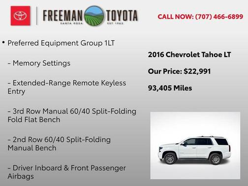 Summit White 2016 Chevrolet Tahoe LT
