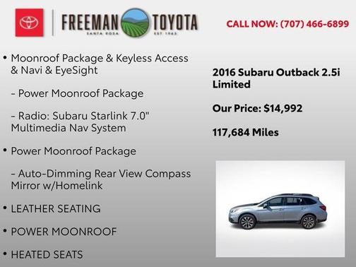 Ice Silver Metallic 2016 Subaru Outback 2.5i Limited