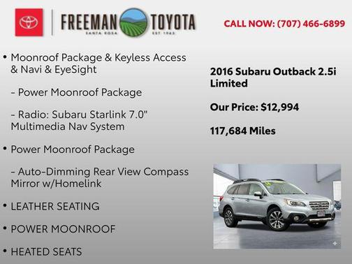 Ice Silver Metallic 2016 Subaru Outback 2.5i Limited