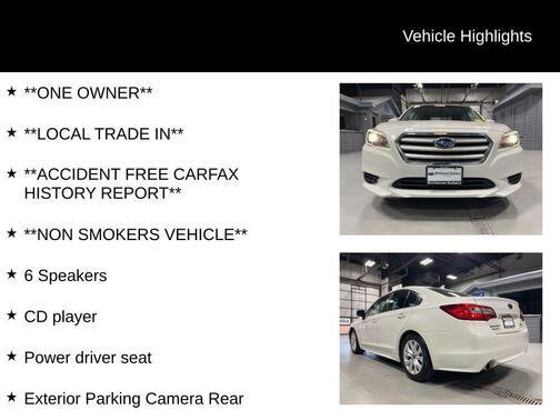 Crystal White Pearl 2017 Subaru Legacy 2.5i Premium