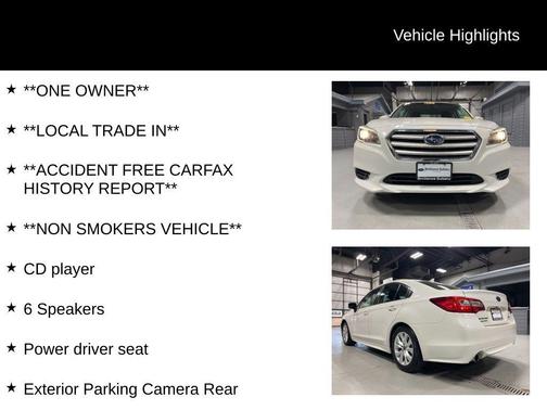 Crystal White Pearl 2017 Subaru Legacy 2.5i Premium