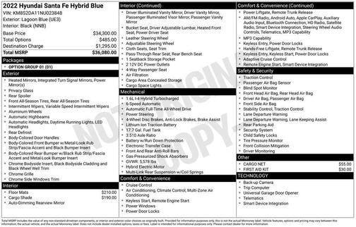 Lagoon Blue 2022 Hyundai SANTA FE HEV Blue