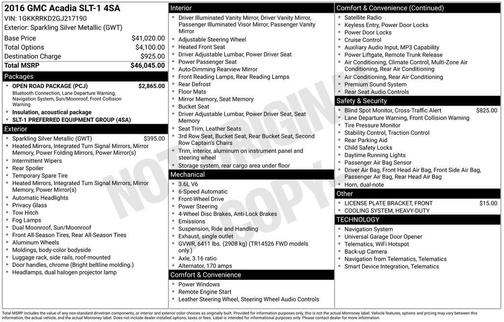 Sparkling Silver Metallic 2016 GMC Acadia SLT-1