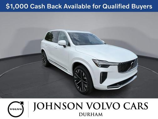 Crystal White Pearl 2026 Volvo XC90 Plus, B6 AWD Gas (mild hybrid), Gasoline, Bright, 7 Seats