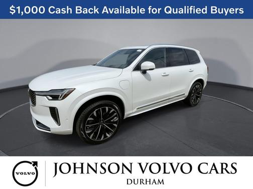 Crystal White Pearl 2026 Volvo XC90 Plug-In Hybrid Plus, T8 AWD, Electric/Gasoline, Bright, 7 Seats