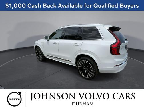 Crystal White Pearl 2026 Volvo XC90 Plug-In Hybrid Plus, T8 AWD, Electric/Gasoline, Bright, 7 Seats