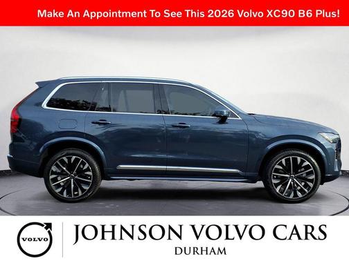 Denim Blue Metallic 2026 Volvo XC90 Plus, B6 AWD Gas (mild hybrid), Gasoline, Bright, 7 Seats