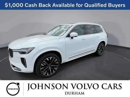 Crystal White Pearl 2026 Volvo XC90 Ultra, B6 AWD Gas (mild hybrid), Gasoline, Bright, 7 Seats