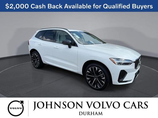 Crystal White Metallic 2026 Volvo XC60 Plug-In Hybrid Ultra, T8 AWD Electric/Gasoline, Dark