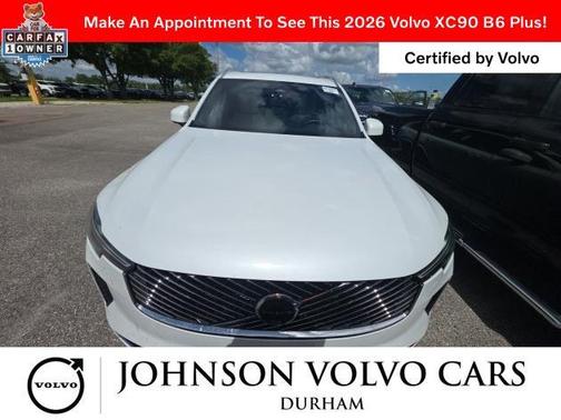 Crystal White Pearl 2026 Volvo XC90 Plus, B6 AWD Gas (mild hybrid), Gasoline, Bright, 7 Seats