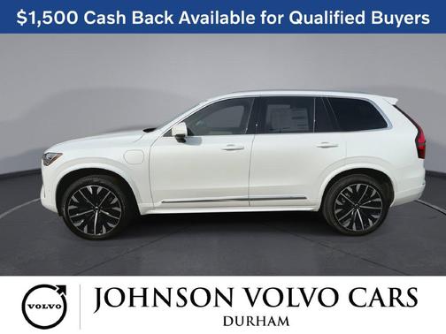 Crystal White Pearl 2026 Volvo XC90 Plug-In Hybrid Plus, T8 AWD, Electric/Gasoline, Bright, 7 Seats