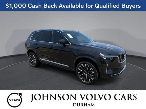 Onyx Black Metallic 2026 Volvo XC90 Plus, B6 AWD Gas (mild hybrid), Gasoline, Bright, 6 Seats