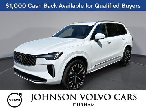 Crystal White Pearl 2026 Volvo XC90 Plus, B6 AWD Gas (mild hybrid), Gasoline, Bright, 7 Seats