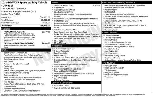 2016 BMW X5 sDrive35i