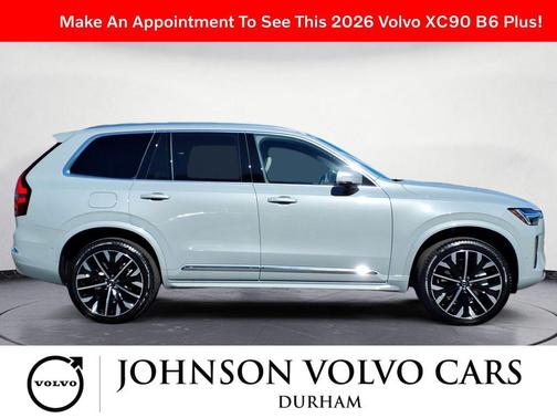 Vapour Grey Metallic 2026 Volvo XC90 Plus, B6 AWD Gas (mild hybrid), Gasoline, Bright, 7 Seats