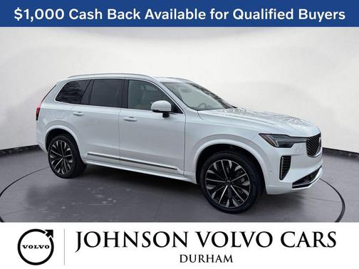 Crystal White Pearl 2026 Volvo XC90 Ultra, B6 AWD Gas (mild hybrid), Gasoline, Bright, 7 Seats