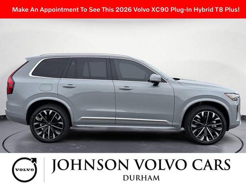 Vapour Grey Metallic 2026 Volvo XC90 Plug-In Hybrid Plus, T8 AWD, Electric/Gasoline, Bright, 7 Seats