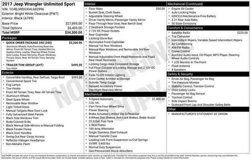 2017 Jeep Wrangler Unlimited Sport