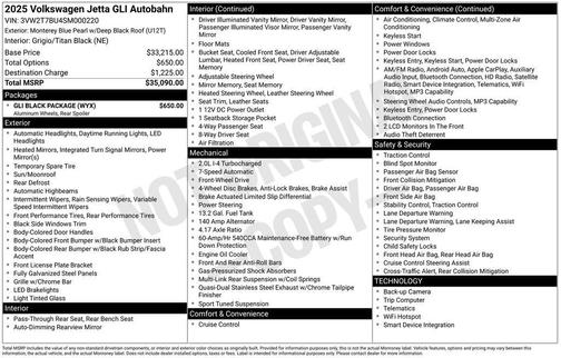 2025 Volkswagen Jetta GLI 2.0T Autobahn