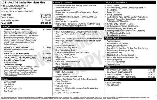 2023 Audi S3 2.0T Premium Plus