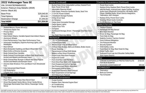 2022 Volkswagen Taos 1.5T SE