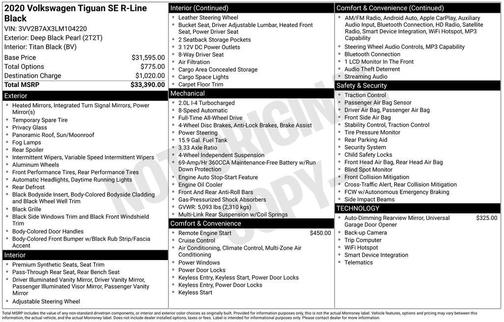 2020 Volkswagen Tiguan 2.0T SE R-Line Black