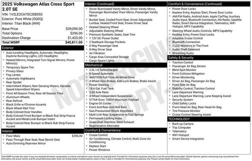 2025 Volkswagen Atlas Cross Sport 2.0T SE