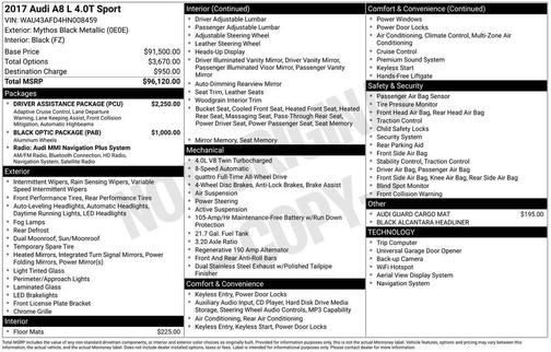 2017 Audi A8 L 4.0T Sport