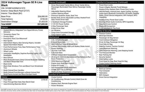 2024 Volkswagen Tiguan 2.0T SE R-Line Black