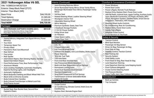 2021 Volkswagen Atlas 3.6 V6 SEL