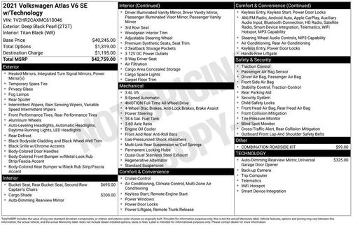 2021 Volkswagen Atlas 3.6 V6 SE w/ Technology