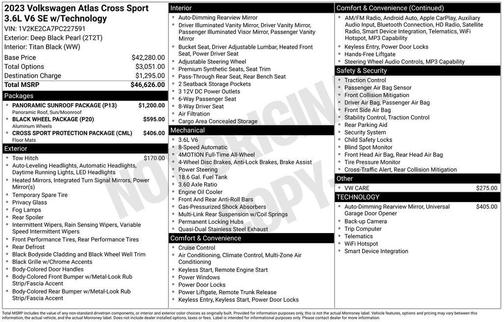 Deep Black Pearl Effect 2023 Volkswagen Atlas Cross Sport 3.6L V6 SE w/Technology