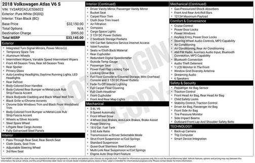 2018 Volkswagen Atlas 3.6L S