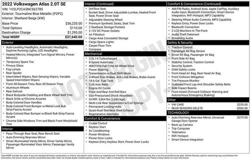 2022 Volkswagen Atlas 2.0T SE