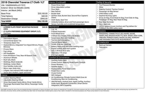 2018 Chevrolet Traverse LT Cloth