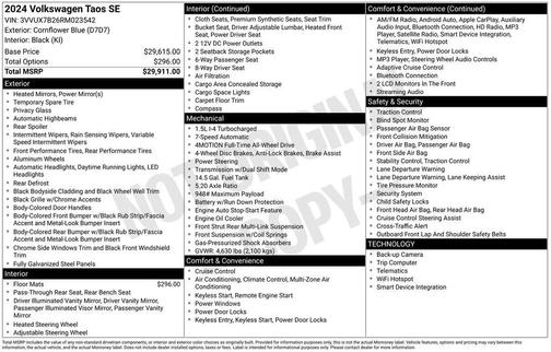 2024 Volkswagen Taos 1.5T SE