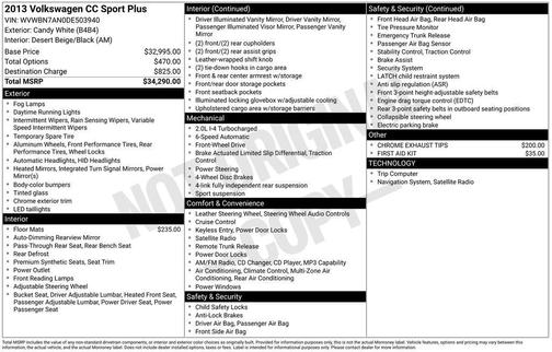 2013 Volkswagen CC 2.0T Sport Plus