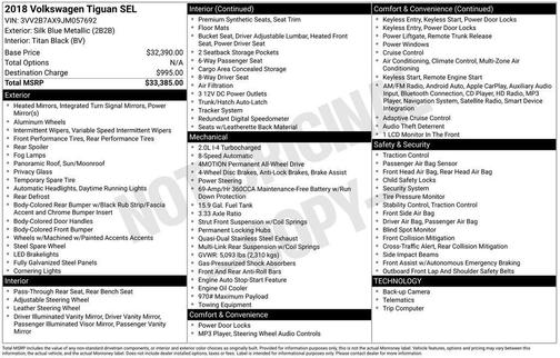 2018 Volkswagen Tiguan 2.0T SEL