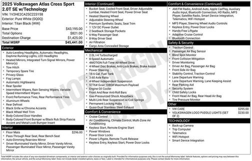 2025 Volkswagen Atlas Cross Sport 2.0T SE w/Technology