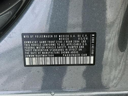 Platinum Gray Metallic 2026 Volkswagen Jetta 1.5T Sport
