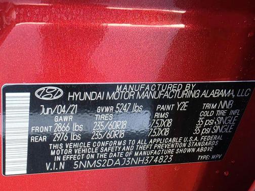 Calypso Red 2022 Hyundai SANTA FE SEL 2.4