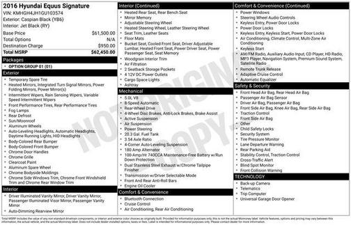 2016 Hyundai Equus Signature