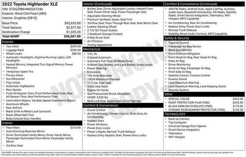 Wind Chill Pearl 2022 Toyota Highlander XLE