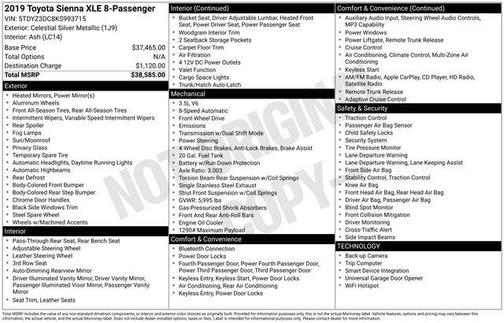 Celestial Silver Metallic 2019 Toyota Sienna XLE