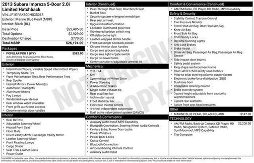 2013 Subaru Impreza 2.0i Limited