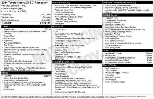 Blueprint 2024 Toyota Sienna XSE 7 Passenger