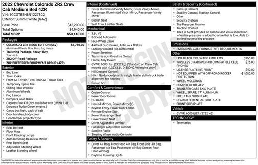 2022 Chevrolet Colorado ZR2