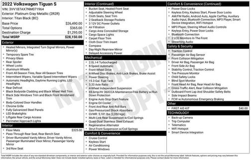 2022 Volkswagen Tiguan 2.0T S