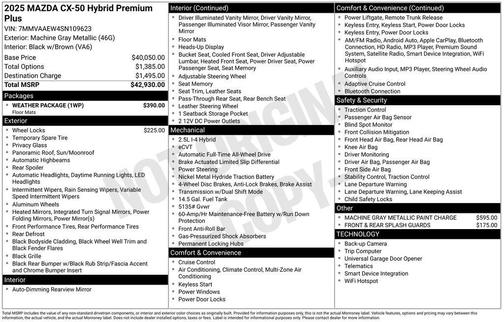 2025 Mazda CX-50 Hybrid Premium Plus Package