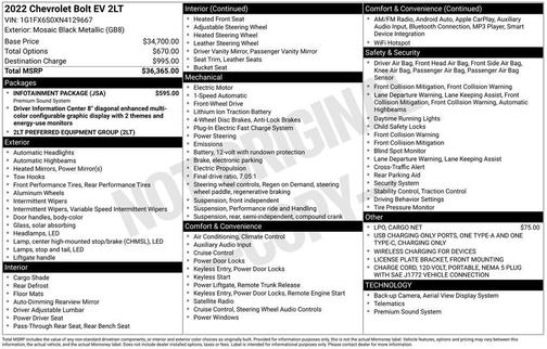 2022 Chevrolet Bolt EV FWD 2LT